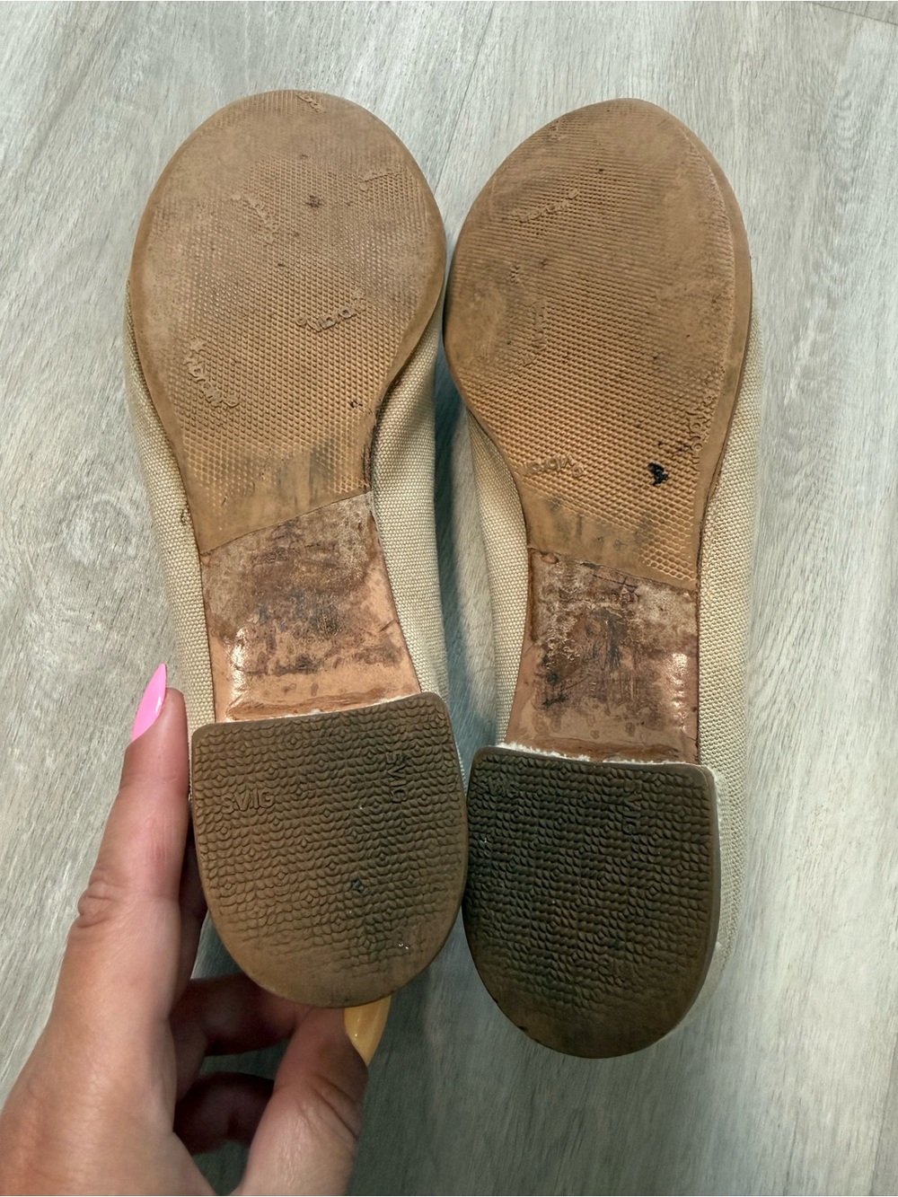 Prada Canvas Cap Toe Ballet Flats Beige Black Women Sz 7 - Picture 4 of 15